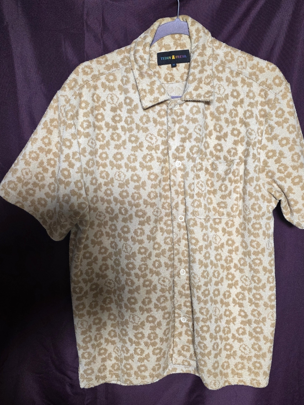 Teddy Fresh cream & tan jaquard button-up Polo H3